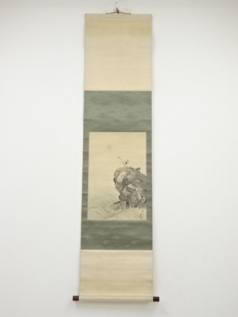 JAPANESE HANGING SCROLL / HAND PAINTED / MT. HORAI